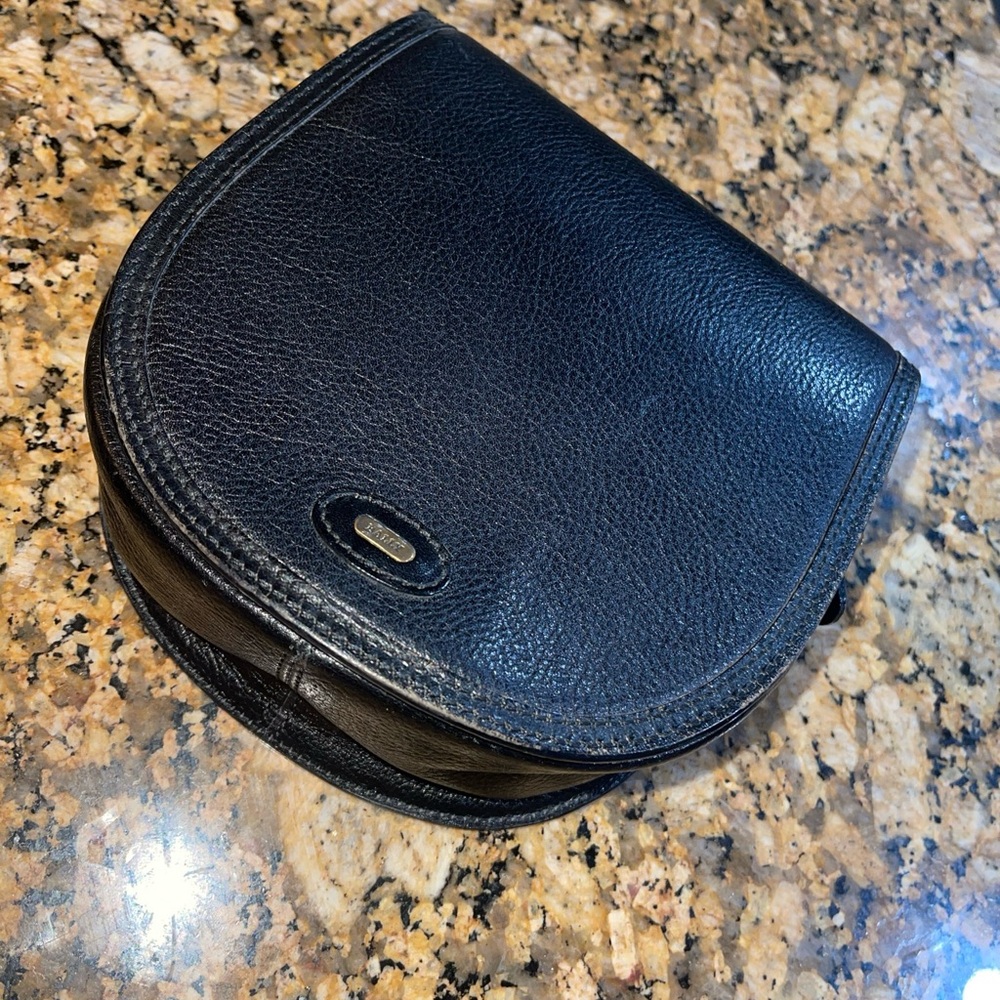 Vintage Small Bally Crossbody Purse Black Saddlebag Shape Made In Italy